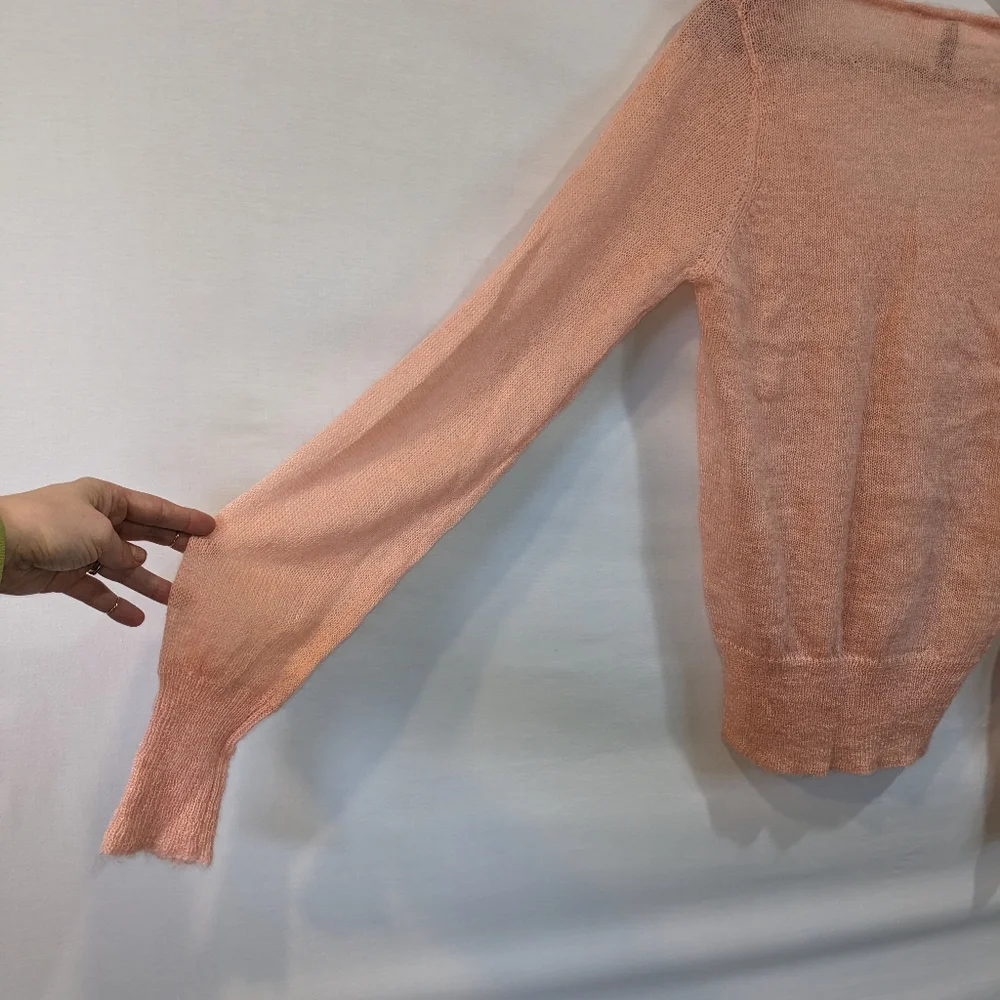 H&M Divided Peach Mohair Blend Open Knit Long Sleeve Sweater Size 6 Small - Picture 9 of 9